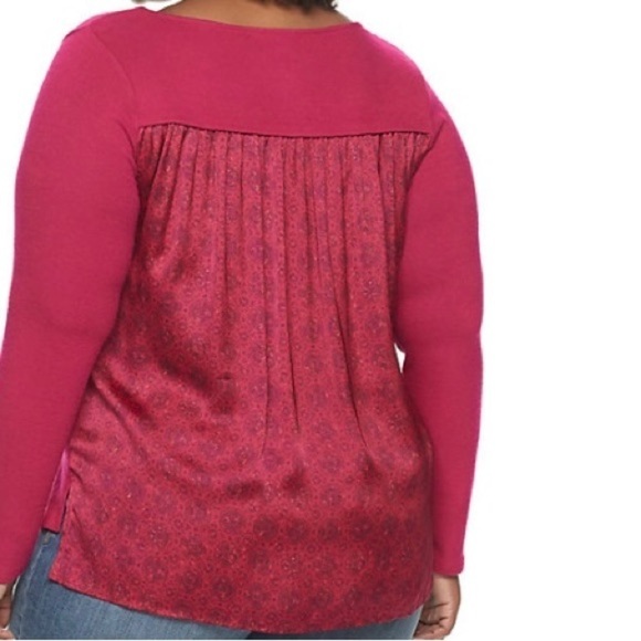 NWT- Plus Size EVRI Mixed Media Top - Size 0X - Picture 4 of 8